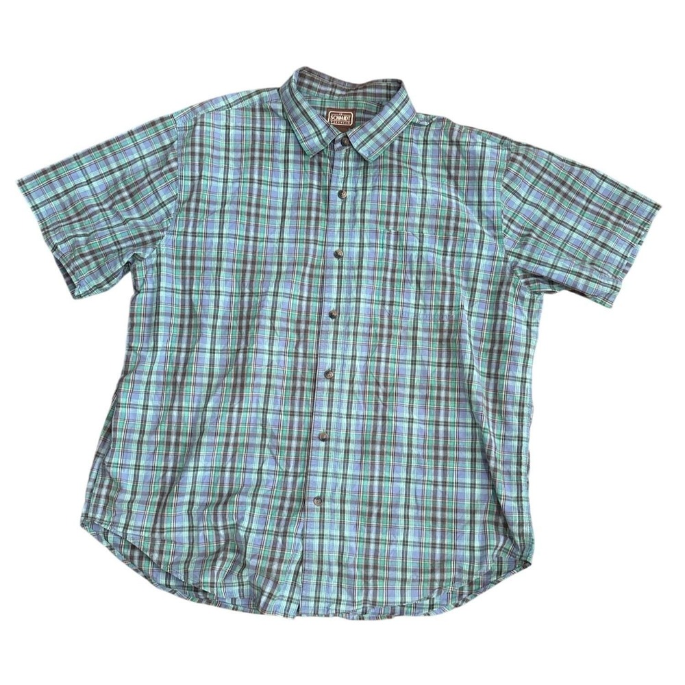 CE Schmidt Men's XL Button Down Work Shirt Short Sleeve Multicolor Plaid